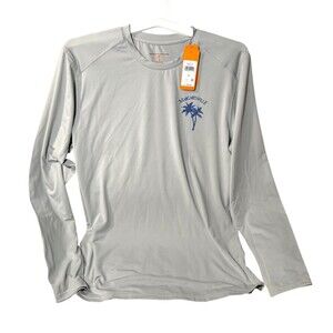 Margaritaville UPF 50 Water Resistant Moisture Wicking Long Sleeve Shirt Gray M